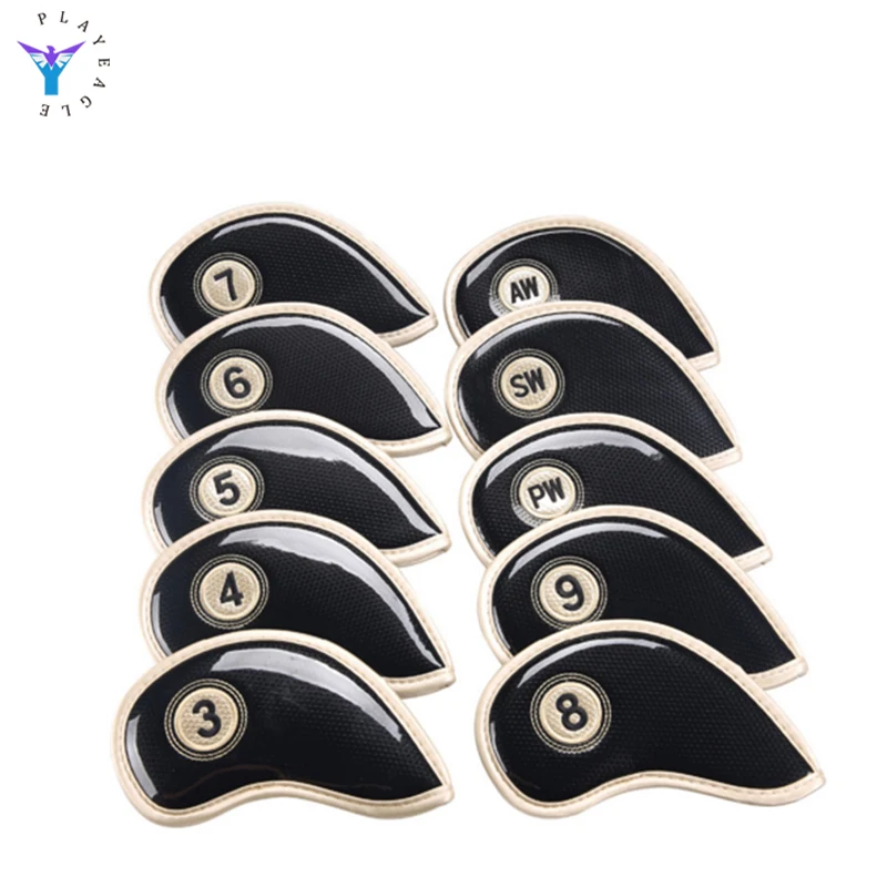 Металлические Чехлы для гольфа, защитные чехлы из искусственной кожи для гольфа, 10 шт./компл.