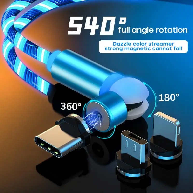 Factory Price LED Magnetic 3 in1 2.0A USB Cable with LED indicator power cable for mobile phone