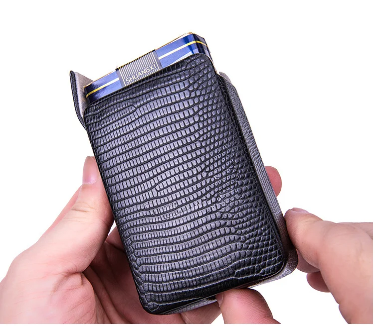 Wholesale Top Quality Reusable Black PU Leather Soft Whole Pack Cigarette Capacity Cigarette Case Portable Cigarette Box
