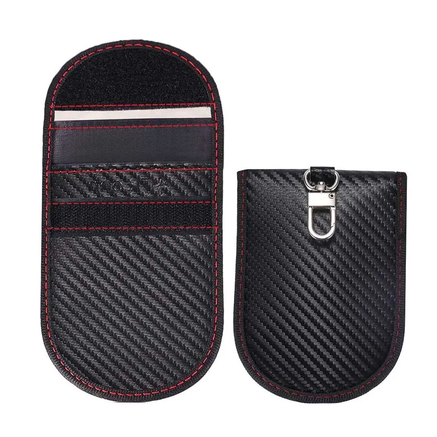 Custom Auto Gift Faraday Key Chain Pouch Carbon Fiber Key Fob Bag Car RFID Signal Blocking Anti-Hacking Case Blocker