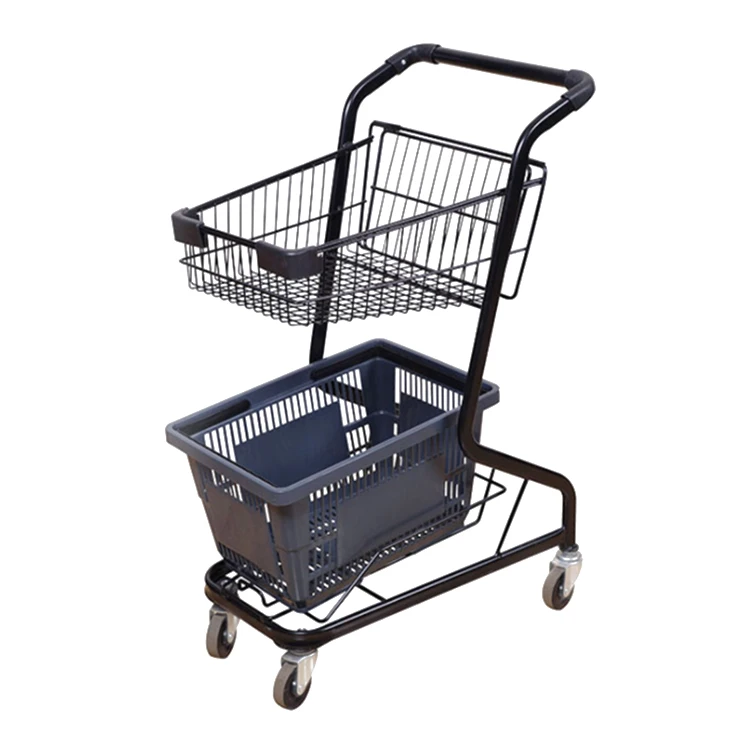 Тележки для супермаркетов в японском стиле с 2 корзинами