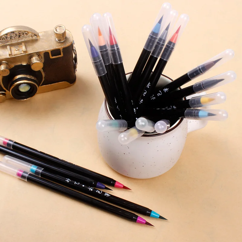 water color refillable ink soft nib tip calligraphy brush pen