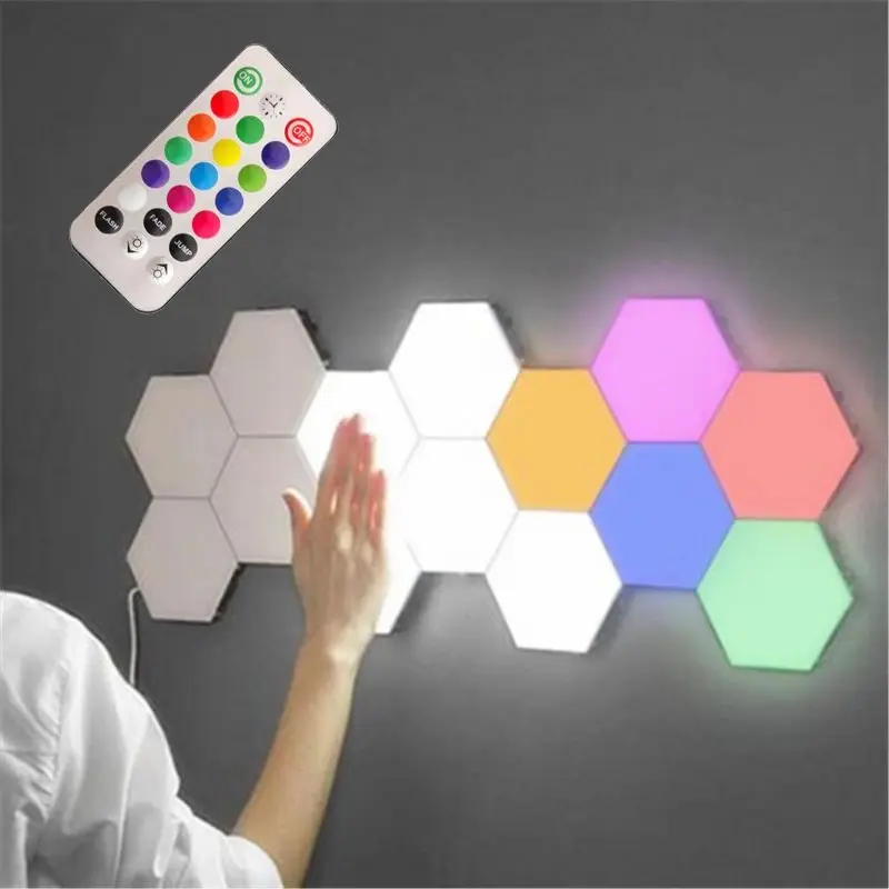 Hexagon Wall Light Smart Wall-Mounted Touch-Sensitive DIY Geometric Modular Assembled RGB led Lamps Used for Bedroom