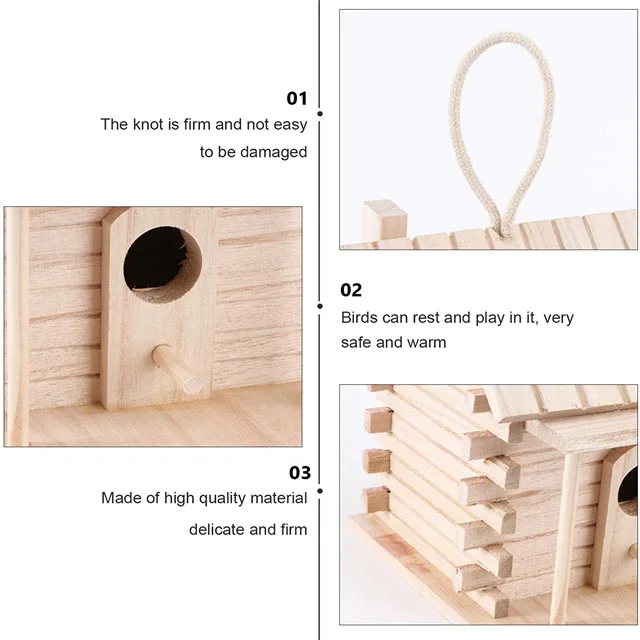 Country Style DIY Wooden Solid Wood Bird Nest Creative Indoor and Outdoor Bird House With Polished Paulownia Home Gift