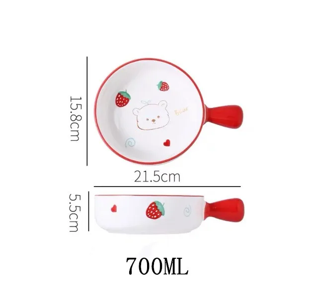 2021 Nordic Cute Kitchen Ceramic Noodles Salad Bowl Baking Dish Milk Pot