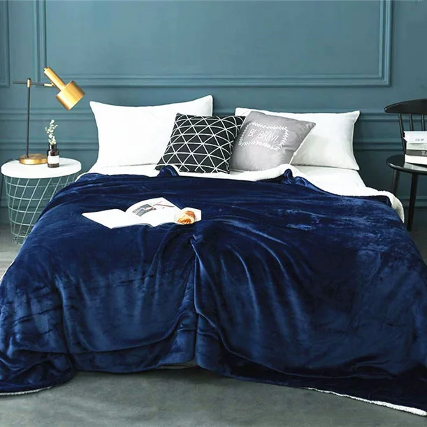 200*230CM Sherpa Fleece Blanket Fuzzy Soft Yellow Gray Plush Blanket Throw