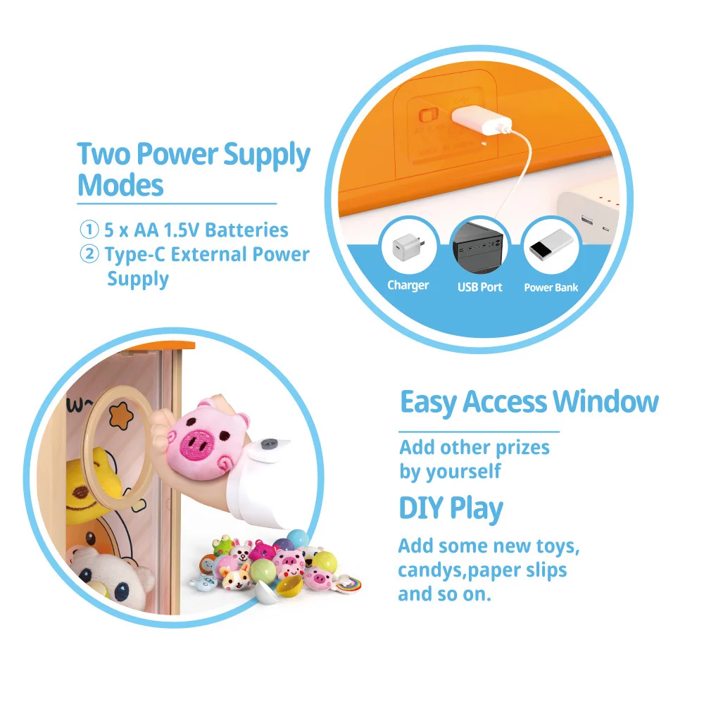 Electronic Indoor Claw Game Prizes Toy Plush Large Claw Machine for Kids