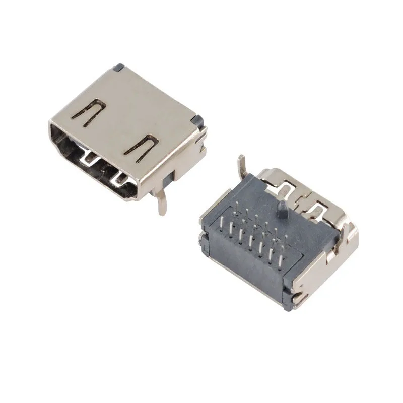 Kinghelm female mini smt HDMI connector socket pcb D-Sub/DVI/HDMI connector nickel plated brass HDMI connector
