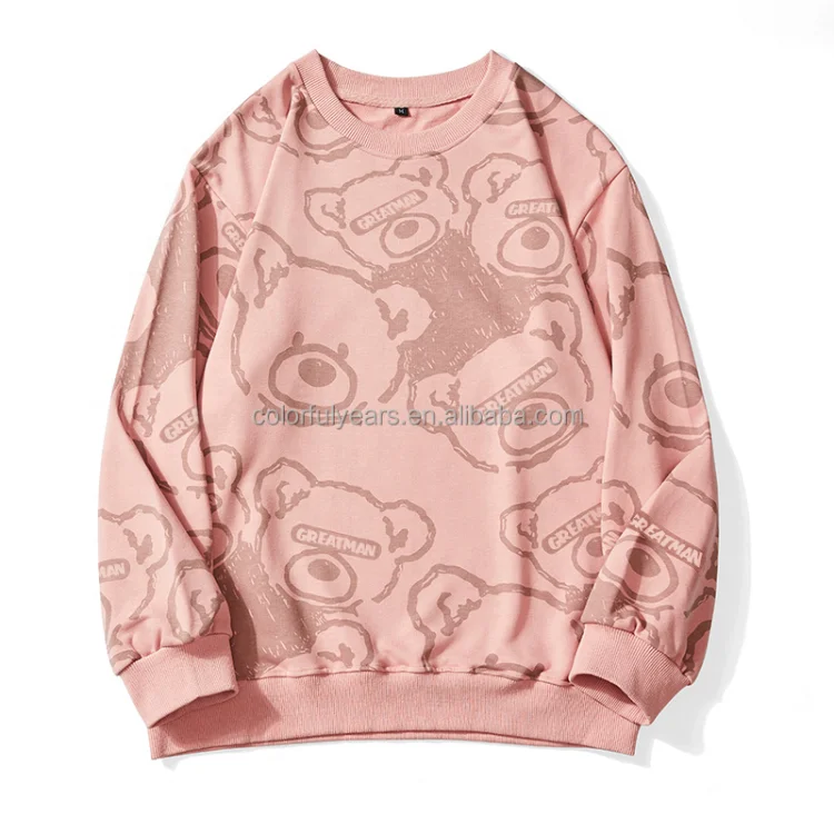 Heavyweight Plain No String Wholesale Mans Crewneck Sweater Sweatshirt Patchwork Teddy Bear Full Print Anime Hoodies
