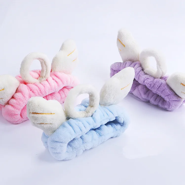 Wholesale headwear hair band for face wash makeup hairband cute angel wing elastic headband