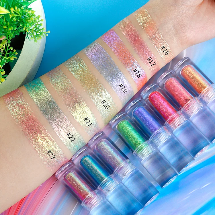 Hot Sale Duochrome 49 Colors Chrome Pigment Satin Eye Shadow Multichrome Neon Chrome Chameleon Liquid Eyeshadow