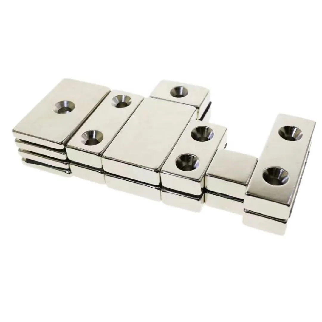 N35 N48 Block Rare Earth Materials Square Countersunk Rectangular Motor Shape Weld Punching Cutting Holes Permanent Magnet Ndfeb