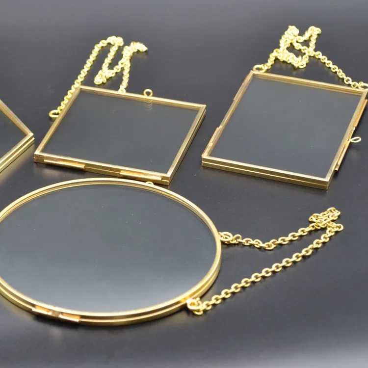 dried flower brass & glass circular frames triangular square hexagon rectangle octagon gold ornament wedding baby shower decor