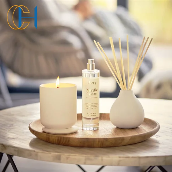 CH Custom Logo Gift Box Candle And Reed Diffuser Set Organic Soy Wax Aroma Spiritual Yoga Energy Scented Candle With Match