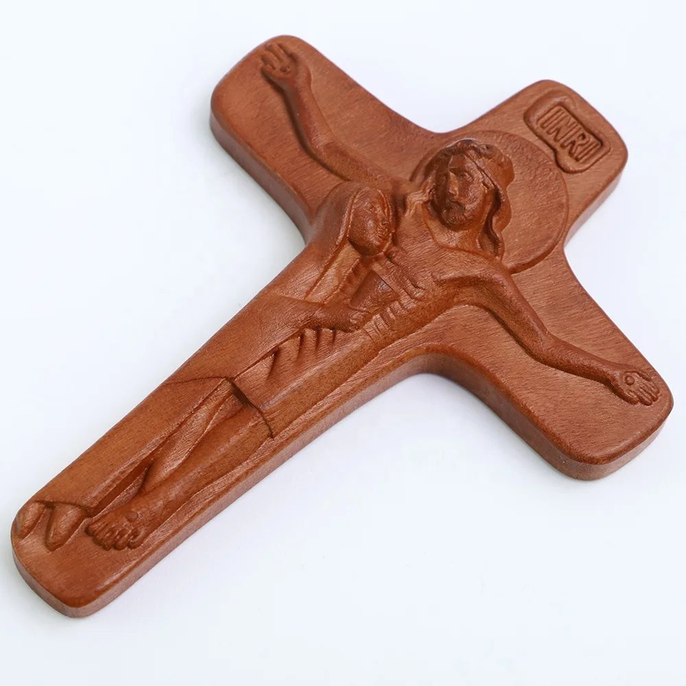 Palm-sized Wooden Maravillas Maria Sorrowful Mother Pectoral Unity Schoenstatt Mary at The Side of Jesus Crucifix Cross
