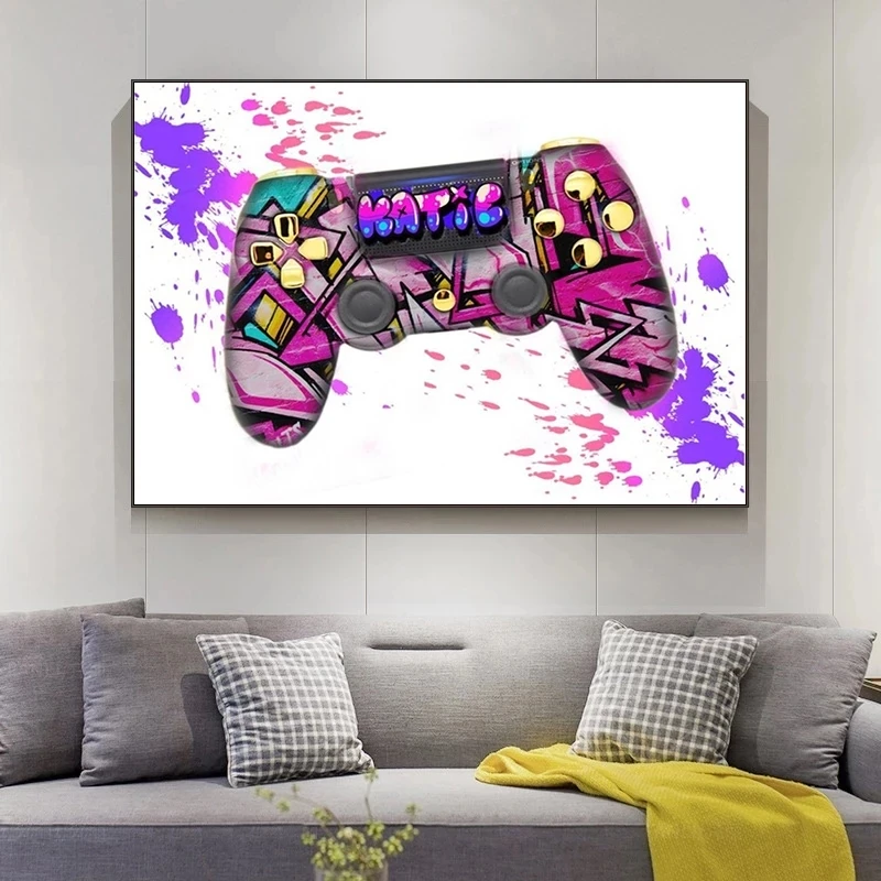 Street Graffiti Art Gamepad Canvas Painting Posters and Prints Abstract Wall Art Pictures for Living Room Home Decoration