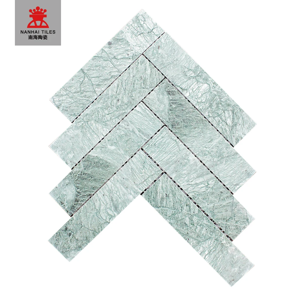 Ceramic Mosaic Herringbone Green Tiles Used For Room Wall Tile Building Ceramic Marble Herringbone Mosaic Fish Bone Mosaic Tiles
