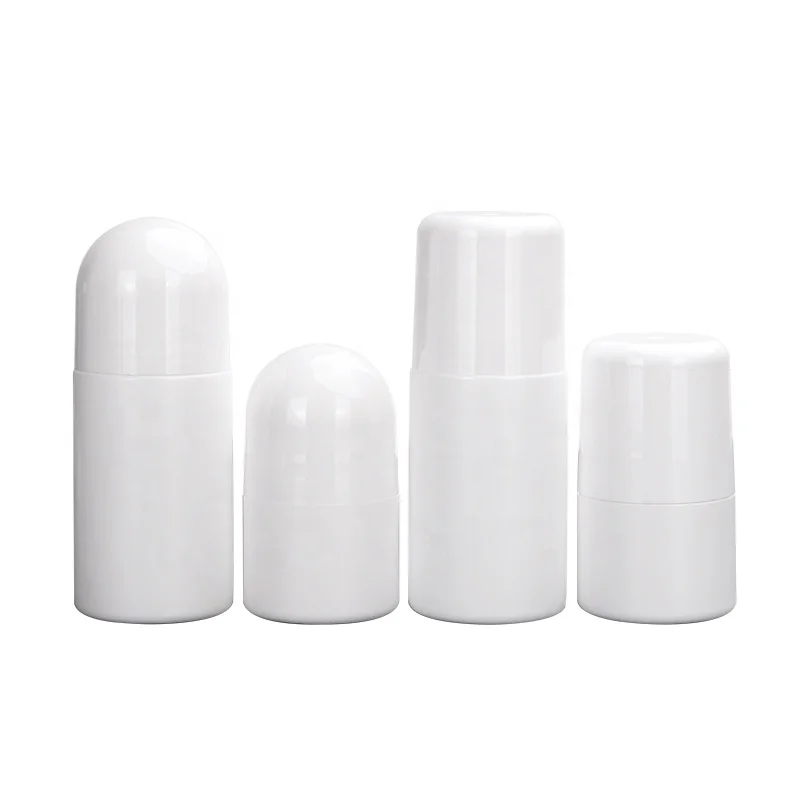 High Quality Customized Luxury Empty Plastic Whitepp 30 Ml 60ml Cosmetic Deodorant 1oz Body Round Essential Oil Roll On Bottle