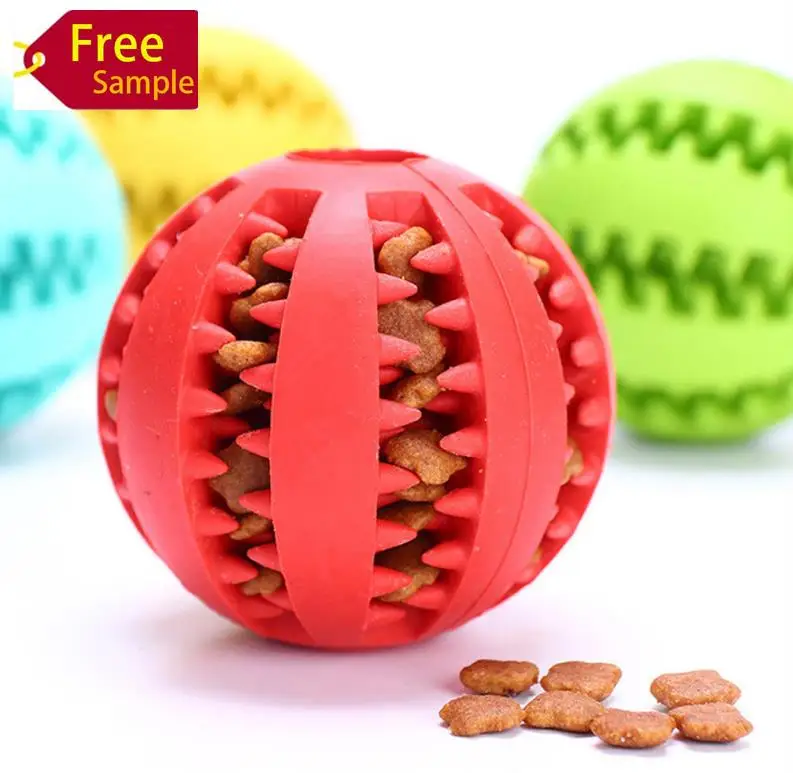 WholeSale Pet Dog Toy Durable Soft Interactive Rubber ball chew toys tooth cleaning leakage food interactive ball for pets