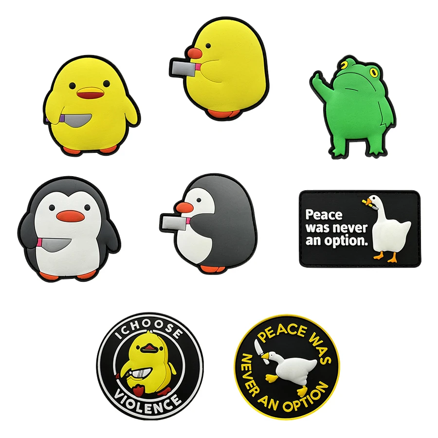 Cute PVC 3D knife animal hook and loop IR tactics patch duck penguin frog patch