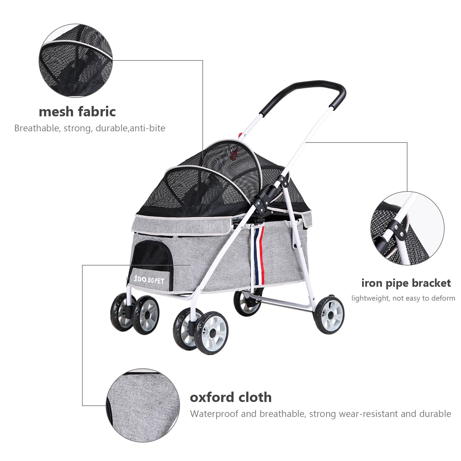 Pet Dog Stroller Dogs Carrier For Pets Cats Bags Foldable Strolling Cart Four Wheels for