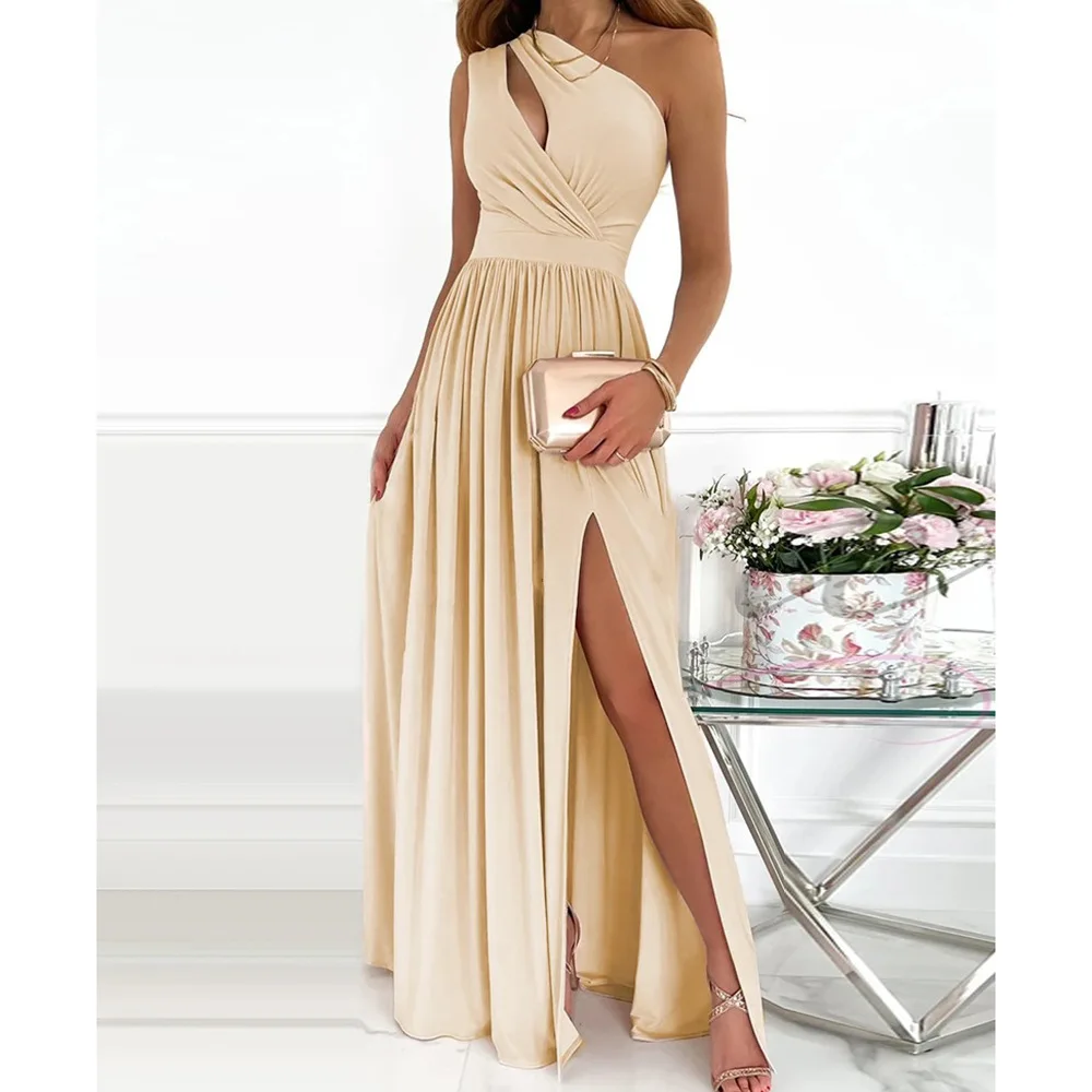 Custom Women Maxi Long Dress Sleeveless One Shoulder Party Elegant Evening Dresses