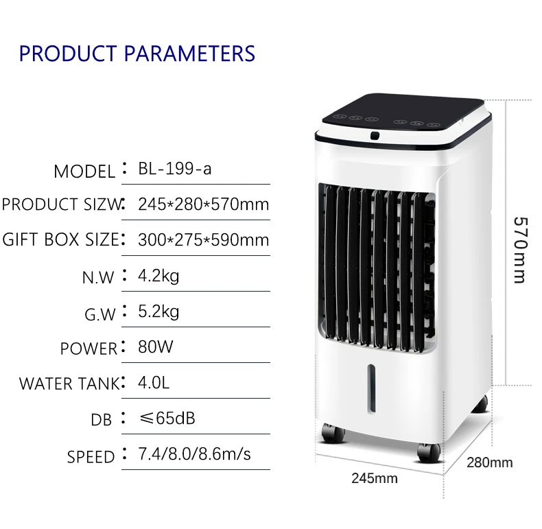 Low Price Little Portable Compact Indoor Desert Manual 4L Double Tank Cooling Pad Evaporative Air Cooler Fan with CE CB GS
