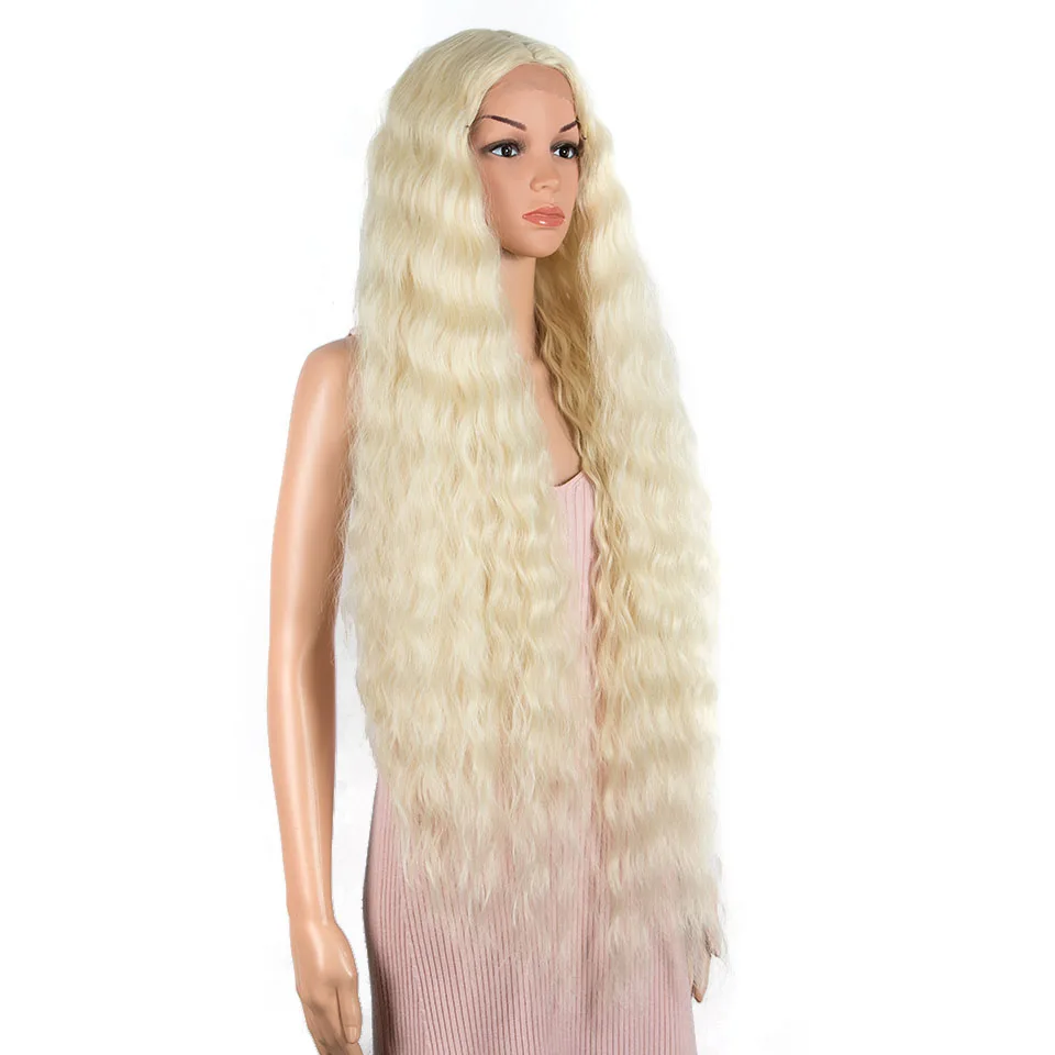 Pink Futura Synthetic Hair Lace Front High Quality Long Curly Blonde Ombre Lace Front Synthetic Hair Wigs With Baby Hair