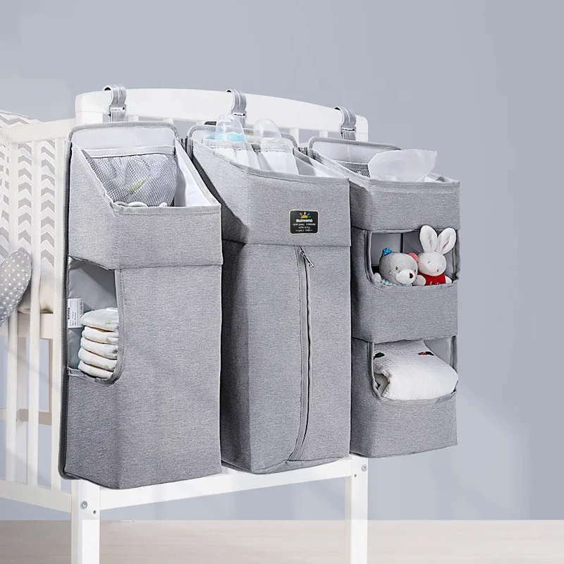 
SUNVENO Portable Baby Crib Organizer Bed Hanging Bag for Baby Essentials Diaper Storage Cradle Bag Bedding Set 
