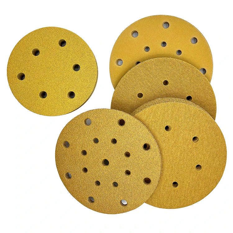 Hook and Loop Gold Sanding Disc Yellow Sanding Disc Aluminum Oxide Abrasive Sand Disc for Automotive