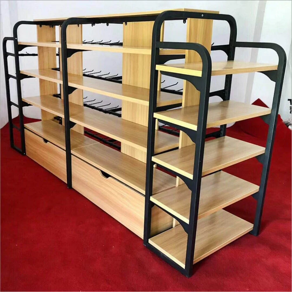 Suzhou Yuanda supermarket wooden shelves for wall display gondola shelf