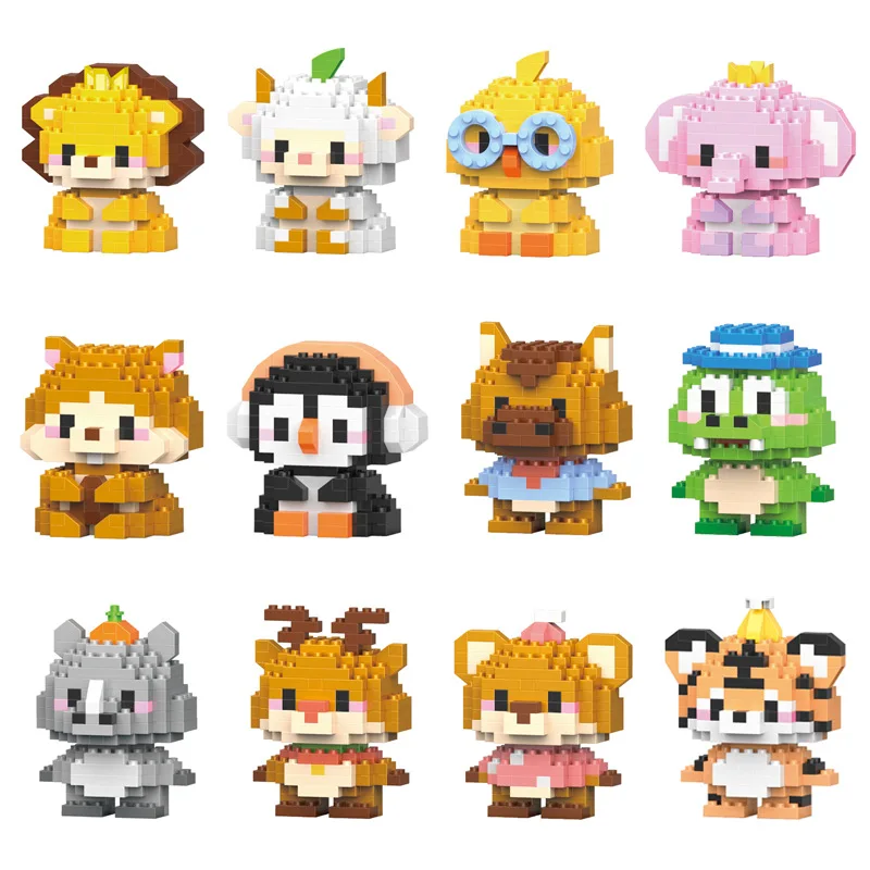 W1502 animals tiger lion horse bear Decoration diamond particles Building Block Plastic Toy gift for kids girls boys