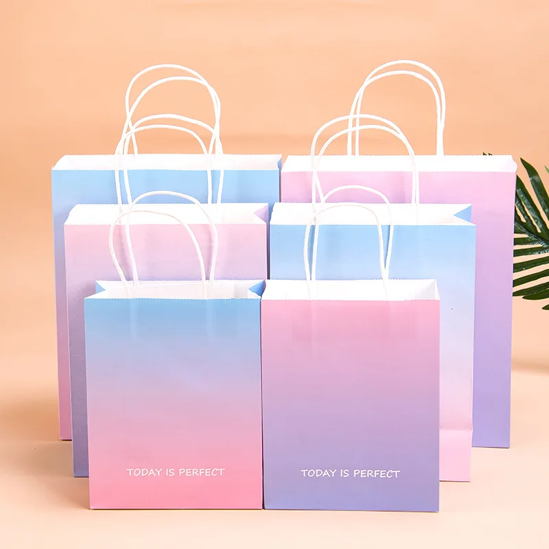 KM Custom Logo Clothes Shoes Underwear White Kraft Tote Coffee Paper Bag  Recycled Hand Shopping Paper Small Gift Packing Bags