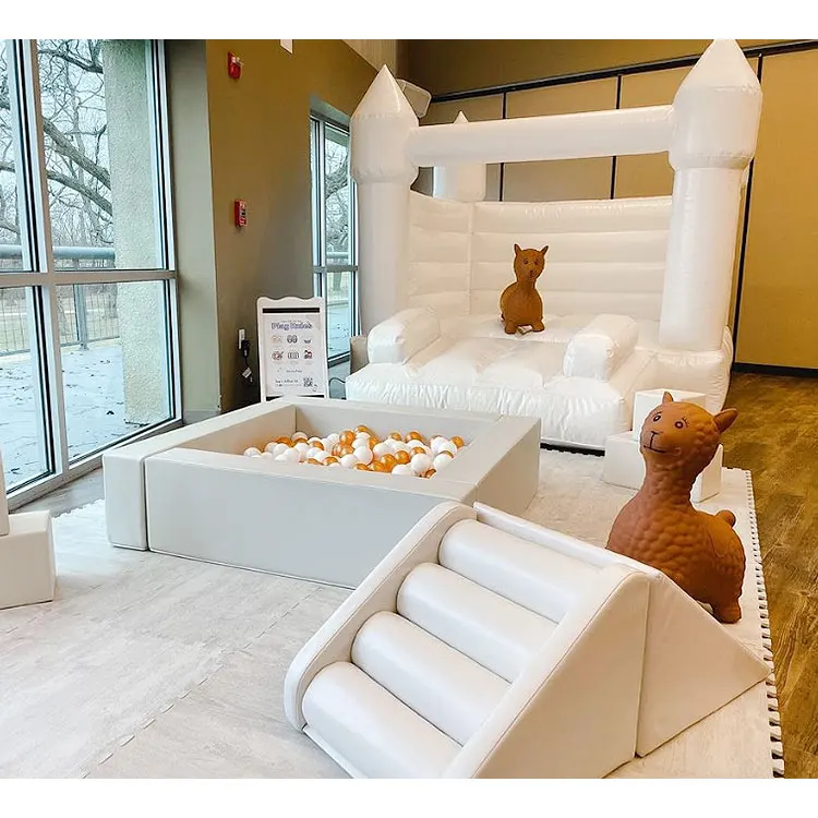 Oem Custom Garden Airport Resort Hotel Soft Playground White Slide For Ball Pit