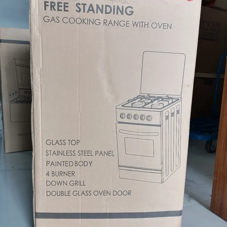 Gas stove with connected upright Vertical Freestanding Oven 50 wide 4 gas burners European plug Including wooden scaffolding