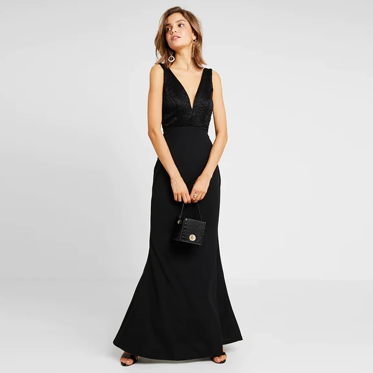 Женское Элегантное Длинное платье с глубоким вырезом и V-образным