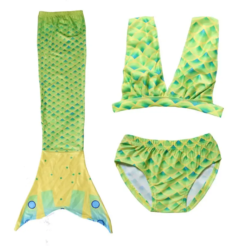 LQSZ 2022 Green Little Girls Kids Suspender Cute Mermaid Sexy Bikini Three Pieces Custom Swimwear & Beachwear With Accessories