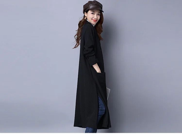 JACKETOWN High quality winter girls red thick long sleeve cardigan split women long knitted sweater cardigan coat