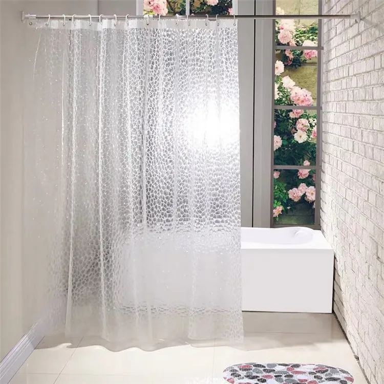 3D Water Cube Clear Bathroom Shower Curtains Shower Curtain Liner with Magnets Waterproof