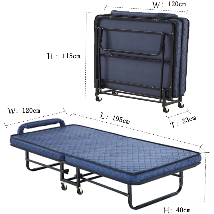 Hotel simple single double portable folding bed china folded bed modern with mattress
