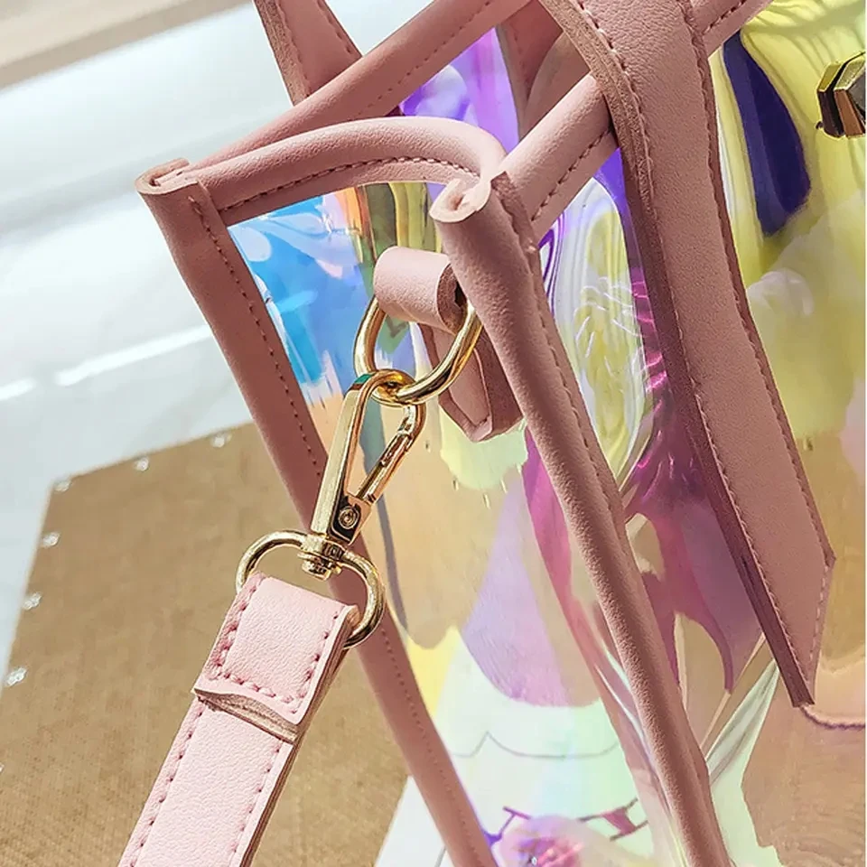 TINYATLadies Handbag for Shopping Shoulder Bag Top Fashion Shiny Laster Leather PVC Women Pillow Polyester ZIP Stone Designer