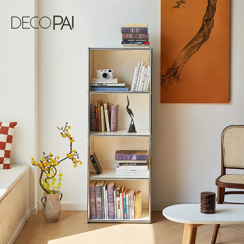 Bookshelves: Used Modular Combination Cabinets, INS Wrought Iron Nordic Floor Shelf, Modern Simple Stainless Steel Bookcase