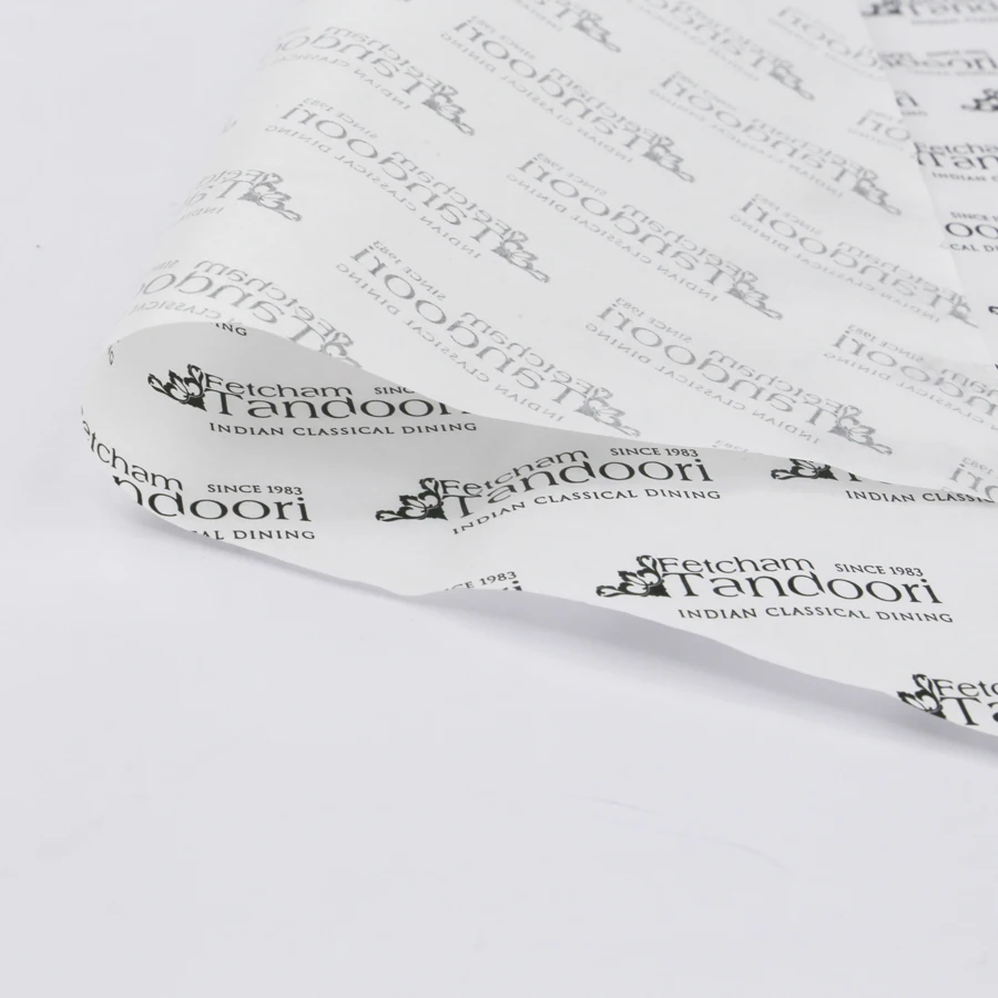 custom logo hamburger packaging grease proof tissue paper sandwich wrapping greaseproof shawarma food grade wax paper