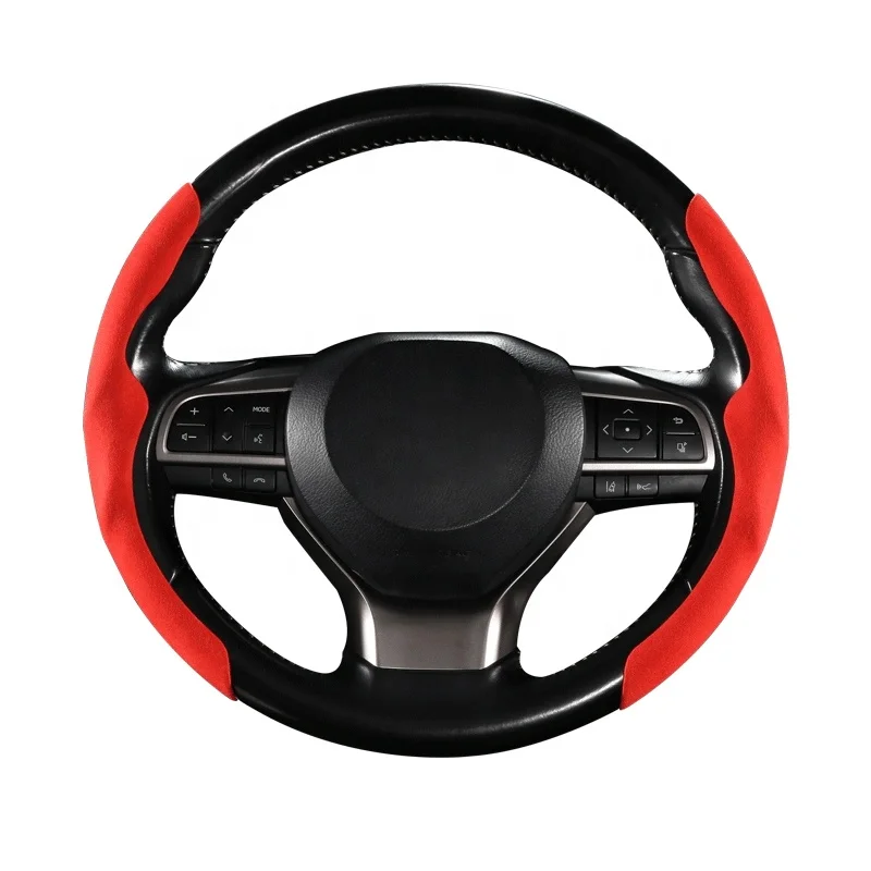 High quality universal steering wheel cover luxury anti skid suede carbon fiber leather auto car interior accessories wholesale