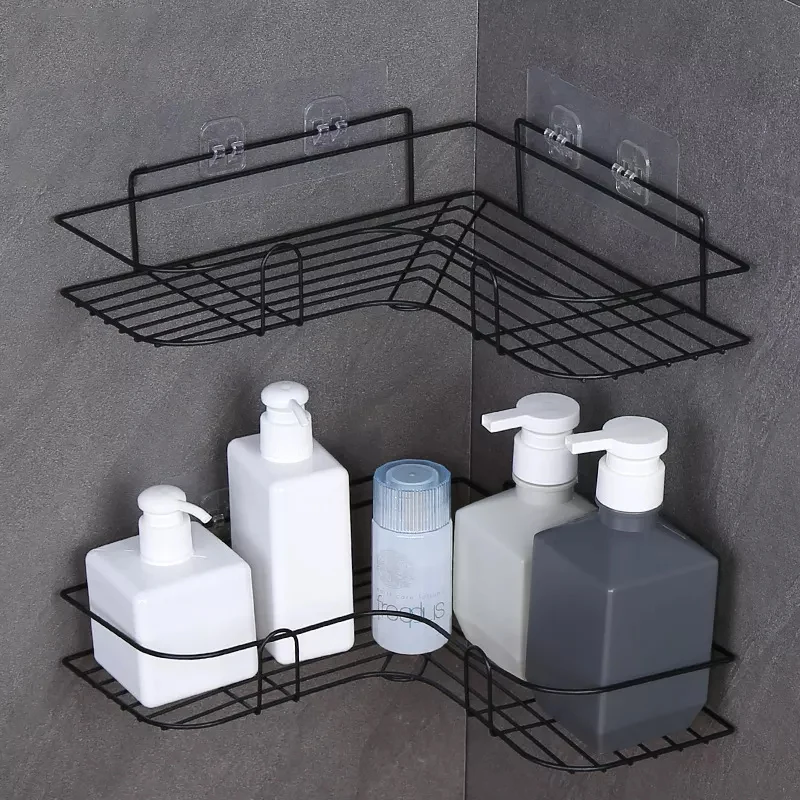 2022 new metal wall mounted shelf organizer bathroom corner shelf accessories