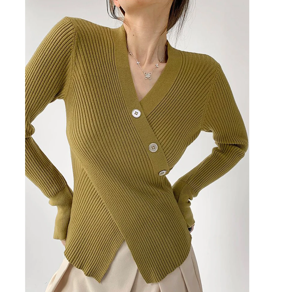 Autumn Sweater Casual Long Sleeve V-neck Pullover Korean Style Knit Tops cardigan Jumpers for Ladies