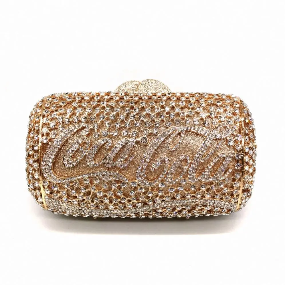 China Factory Wholesales Crystal Rhinestone Clutch Bag For Prom Party Diamante Coca Cola Minaudere Women Evening Bag