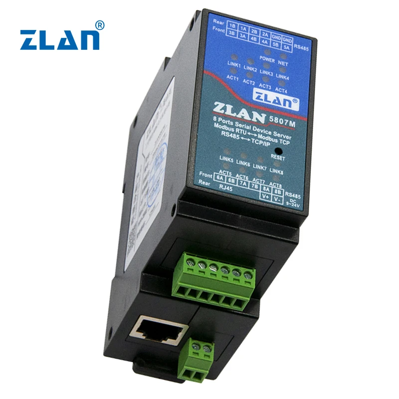 serial RS485 to RJ45 small size guide rail 8 port rj45 serial server