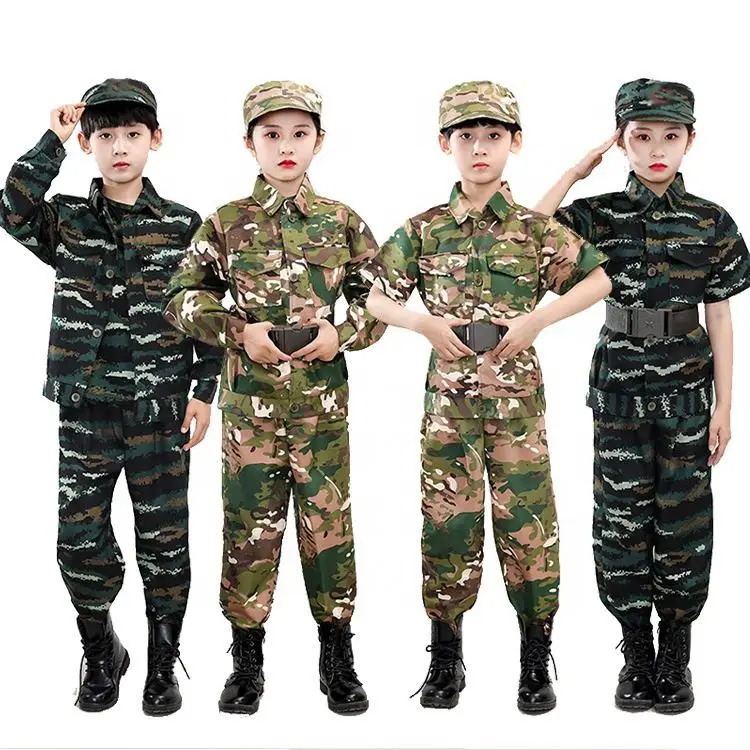 2024 Halloween Role Play Boys Girls Military Uniform Soldier Live Cs Performance Kids Army Outfit Military Camouflage Costume