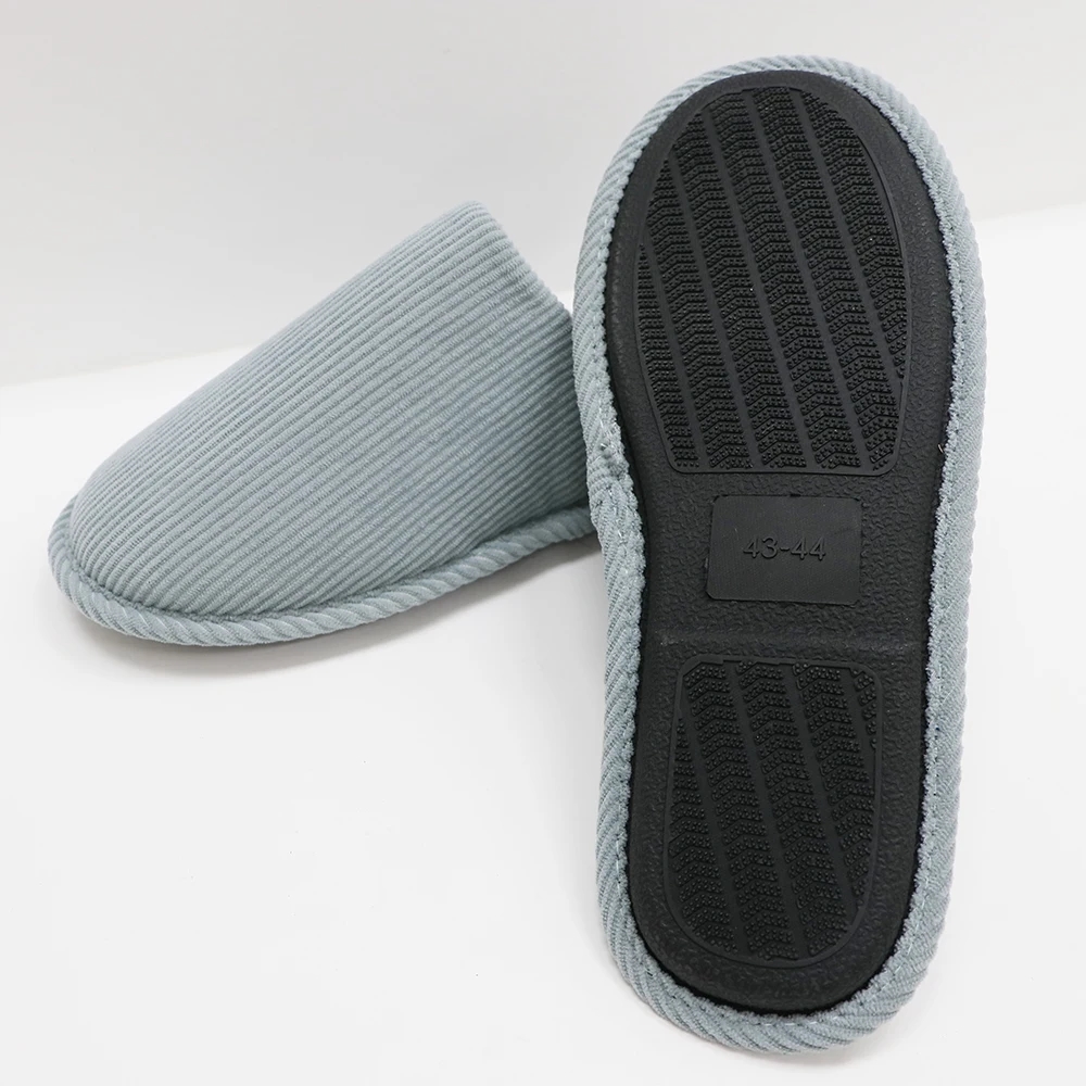 Wholesale Custom Men Winter Warm Home Indoor Fuzzy Plush Flat Soft Sole Memory Foam Hotel Slippers